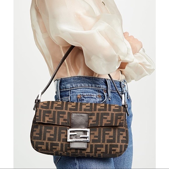 Fendi Handbags - Vintage Authentic Fendi Zucca Baguette Brown and Black Y2K